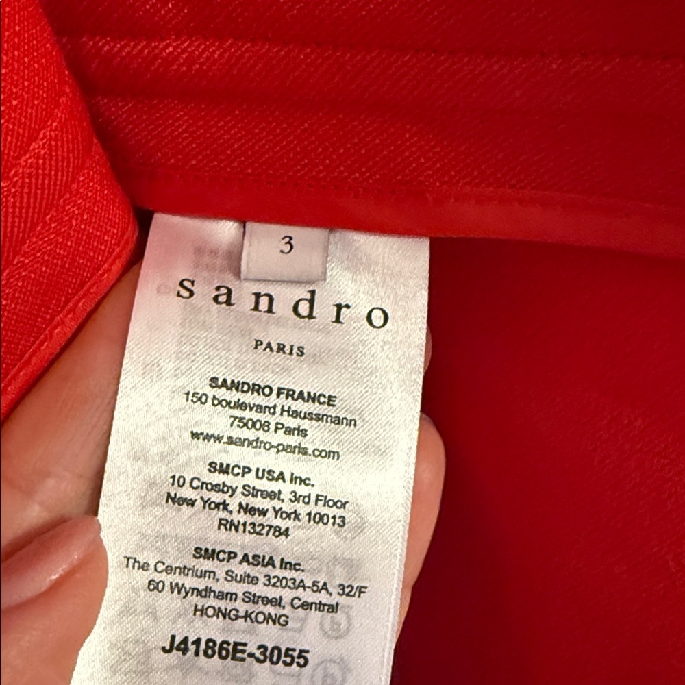 Sandro Bright Red Garment skirt size 3 - Picture 4 of 4
